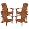 Flash Furniture Teak Poly Resin Adirondack Chair 4PK 4-JJ-C14501-TEAK-GG - alternate 4